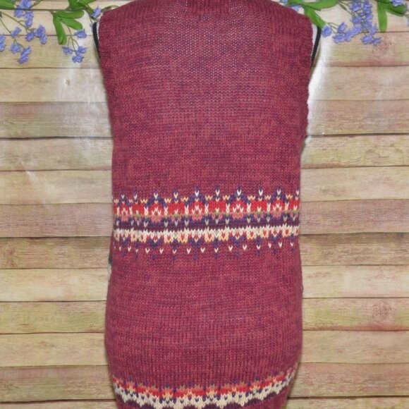 Vintage Heirloom Collectibles Size M Button Up Cardigan Vest Sweater Fall Scene - Picture 11 of 14
